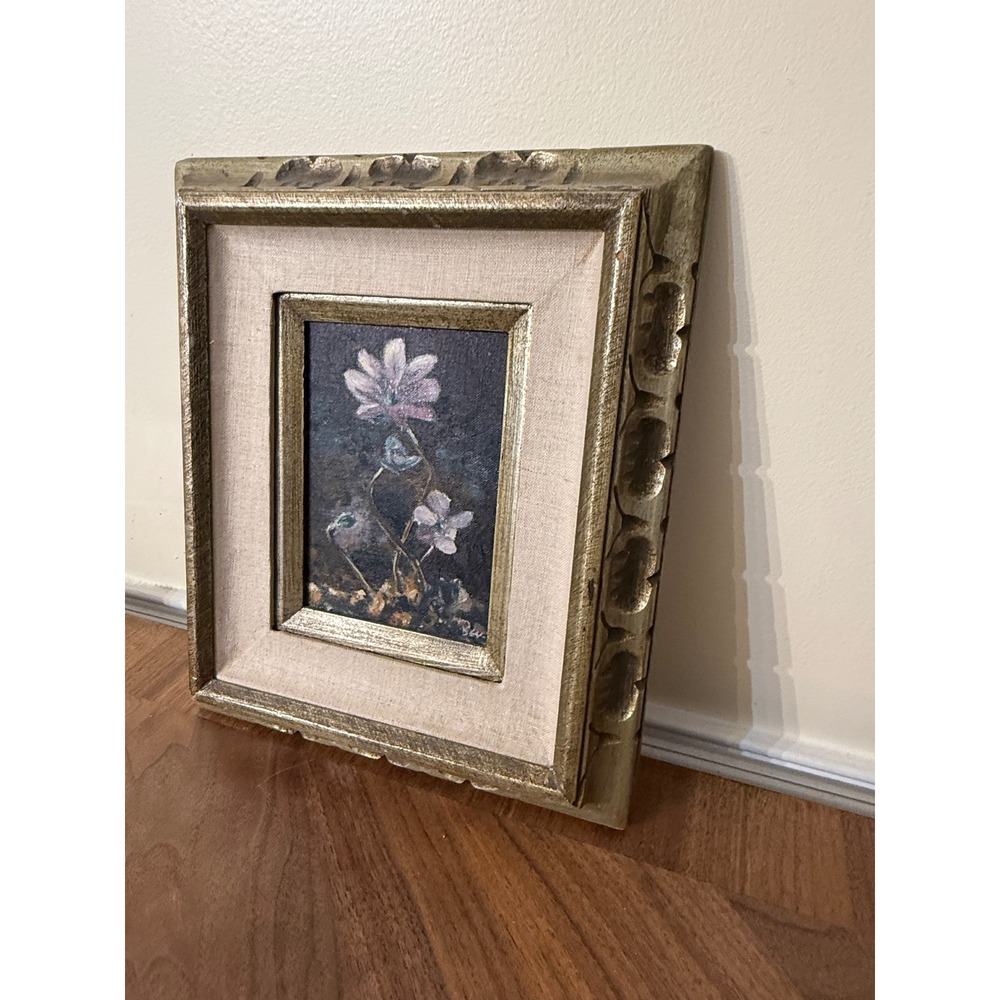 Vintage 1971 Bev Erickson Floral Oil Painting Signed Framed Mid Century Art 5x7 - Picture 9 of 12